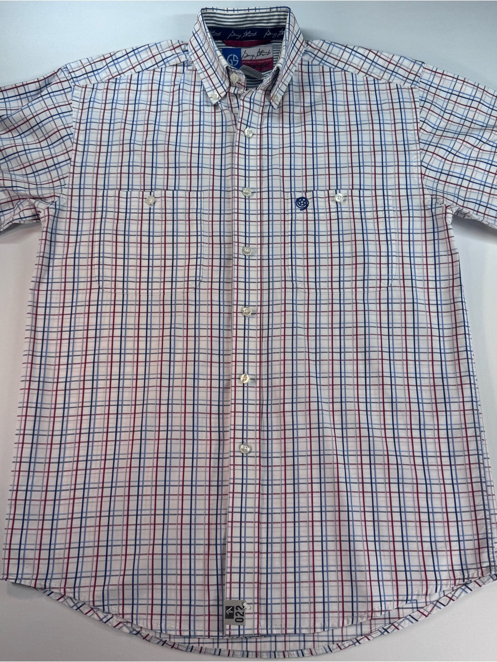 WRANGLER George Strait Men’s Western SS Shirt, Red/White/Blue, Plaid, M*  *READ*